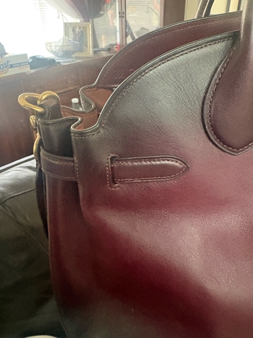 Coach Burgundy Leather Satchel with Gold Logo - Picture 13 of 16